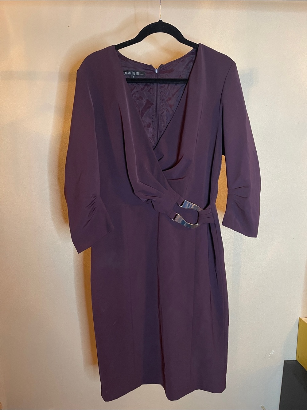 Lafayette 148 New York Plum Wrap-Style Midi Dress